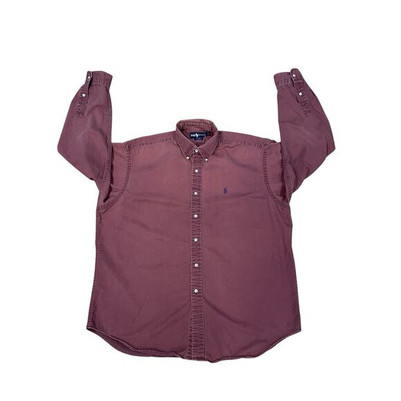 VINTAGE Ralph Lauren Blaire Button Up Shirt Men's Sz XL Maroon Cotton Casual 90s - Picture 1 of 13
